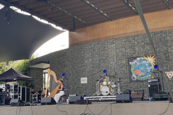 Harpist on stage at Cairns Eco Festival 2026